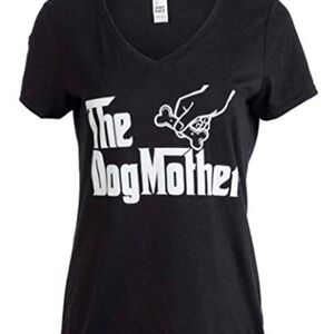 Ann Arbor T-shirt Co. v-neck graphic tee features a logo with "The DogMother (S)